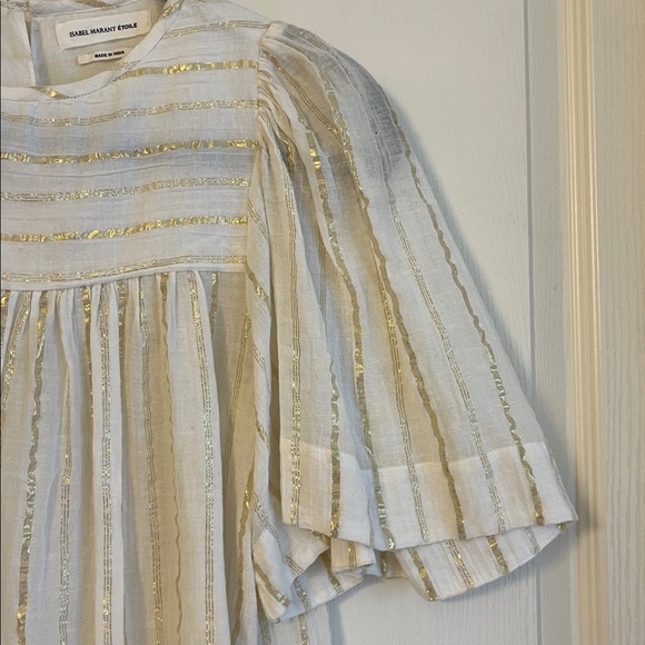 Isabel Marant Etoile Cream and Gold Striped Blouse - Picture 3 of 7